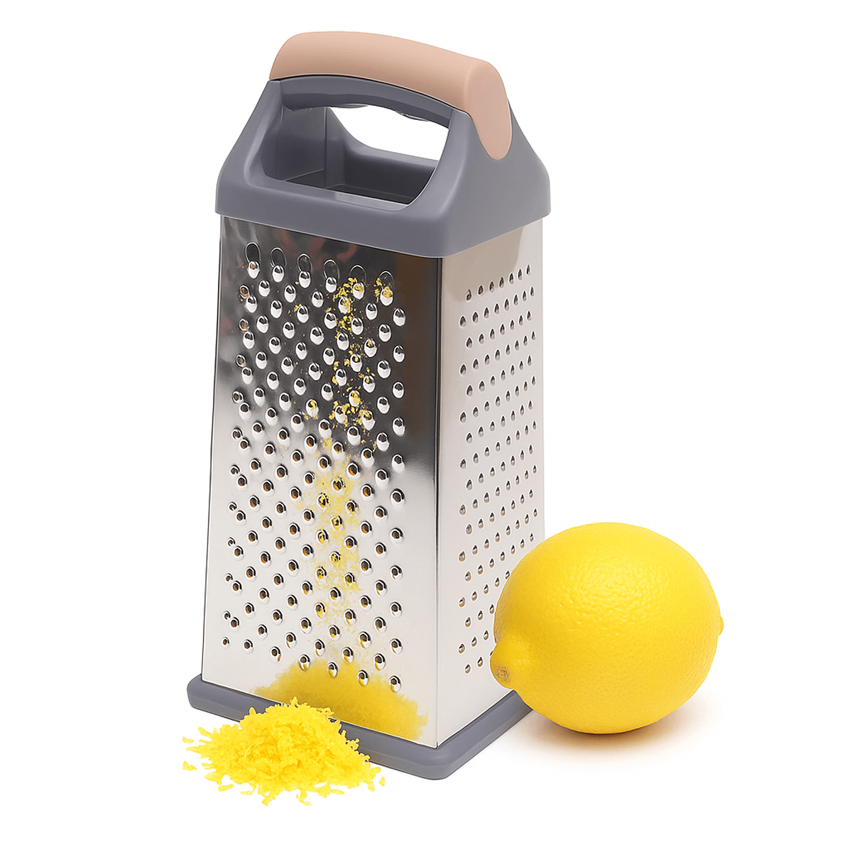 4-Sided Stainless Steel Box Grater with Soft Grip Handle - Habitt