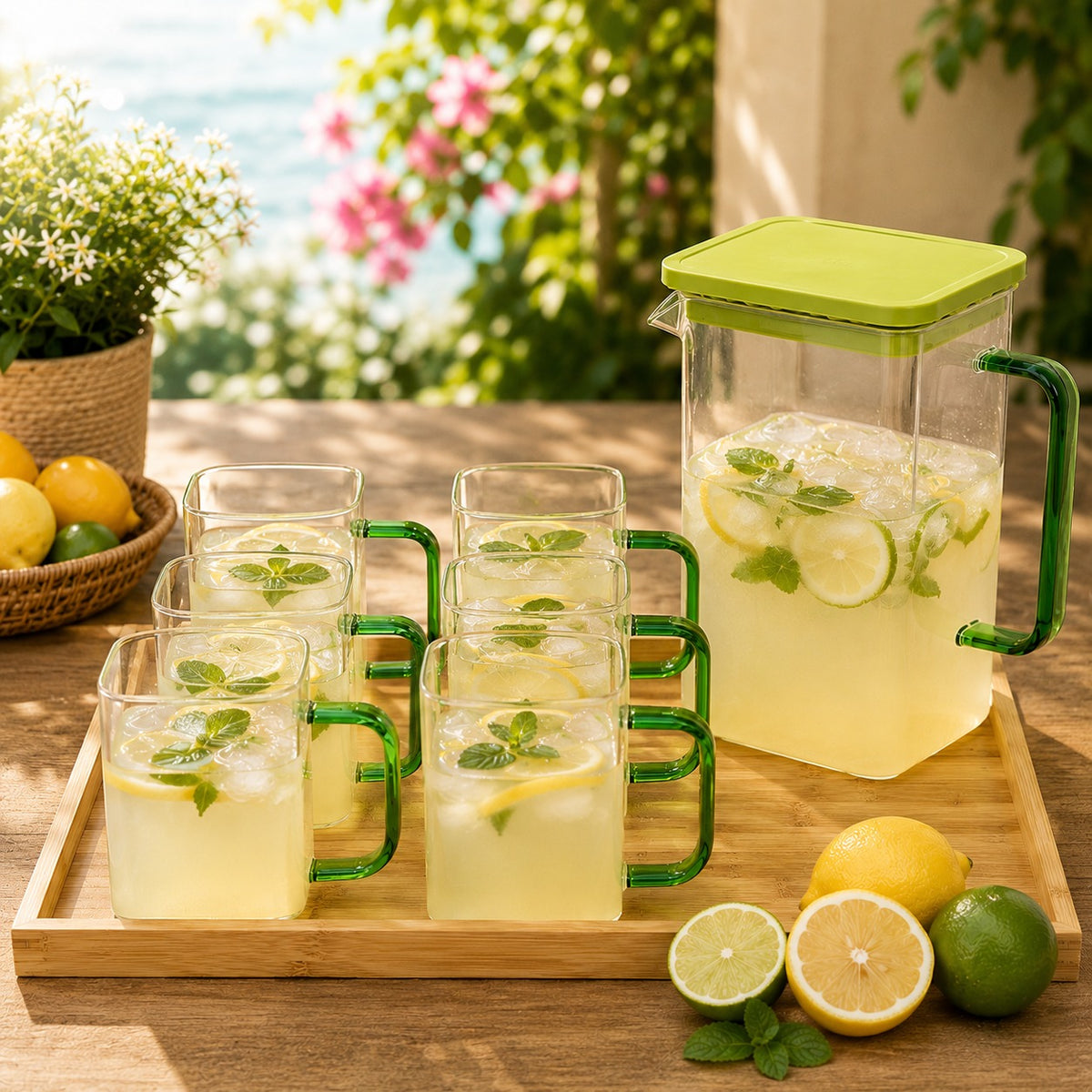 6 Piece Transparent Water Set with Jug | Drinkware Set