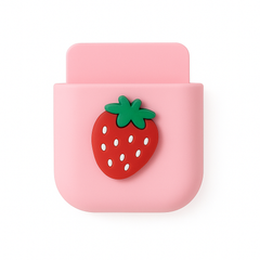 1Pc Assorted Cute Silicone Mobile Holder – Fruit & Cartoon Design Wall Pocket Organizer - Habitt