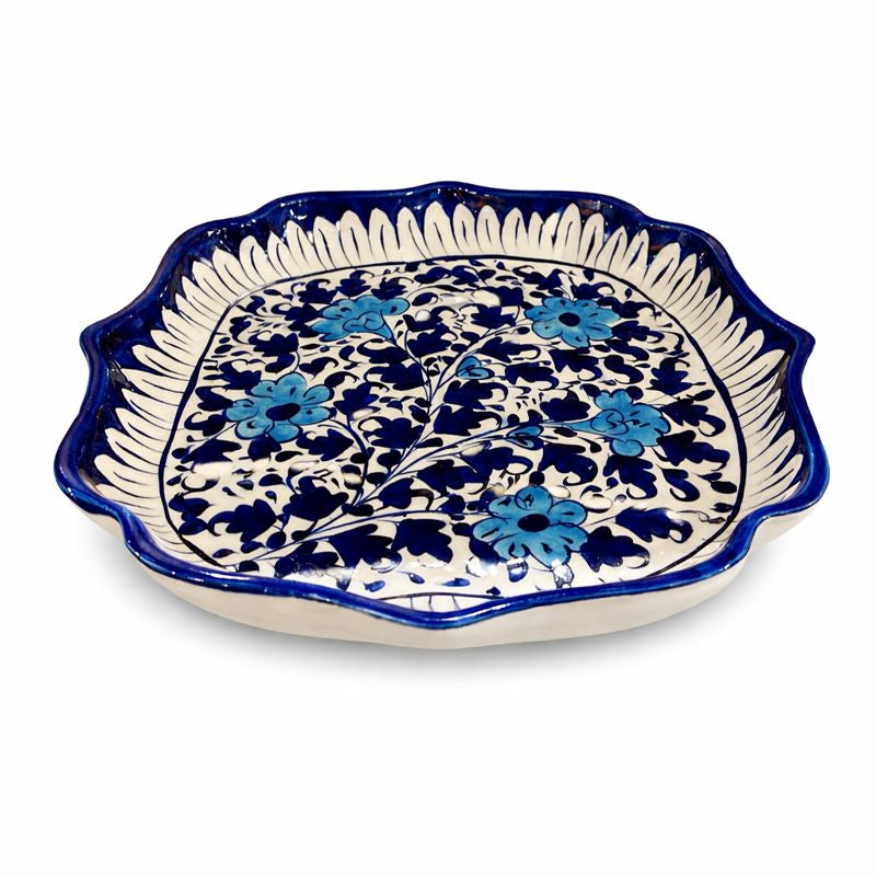 Handcrafted Blue Pottery Dish – Medium Size - Habitt