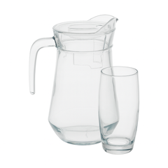 Classic Clear Glass Water Set – 7-Piece Set (1.6 L Jug + 365 mL Glasses) - Habitt