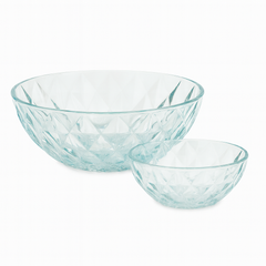 Clear Diamond-Cut Pressed-Glass 7-Piece Fruit Bowl Set – Elegant Serveware Collection - Habitt