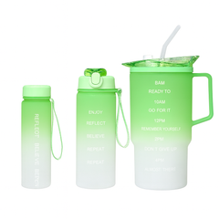 3-Piece Gradient Plastic Water Bottle Set – Leak-Proof Hydration Bottles in Purple, Pink, Blue & Green - Habitt