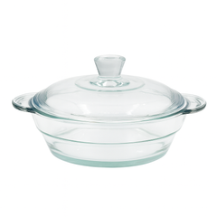 Clear Glass Casserole with Lid – Heat-Resistant Round Cooking & Serving Dish (750 ml / 1 L / 1.5 L) - Habitt