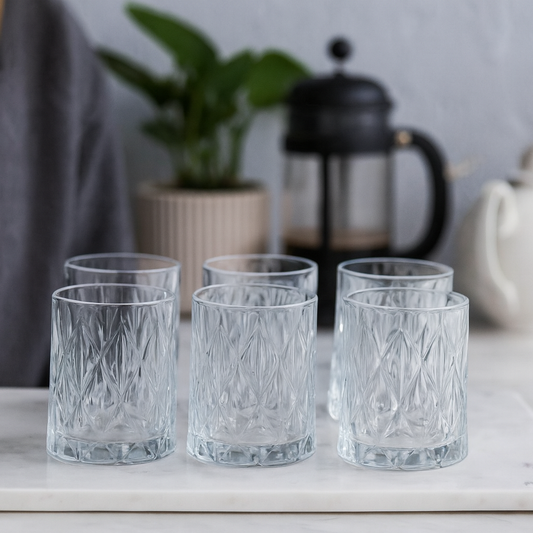Clear Glass Tumbler 370 ml – Set of 6 - Habitt