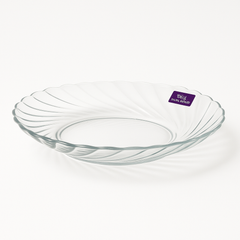 Clear Swirl-Pattern Pressed-Glass Soup Plate Set – 6 Pieces, 234 mm Diameter - Habitt