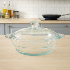 Clear Glass Casserole with Lid – Heat-Resistant Round Cooking & Serving Dish (750 ml / 1 L / 1.5 L) - Habitt
