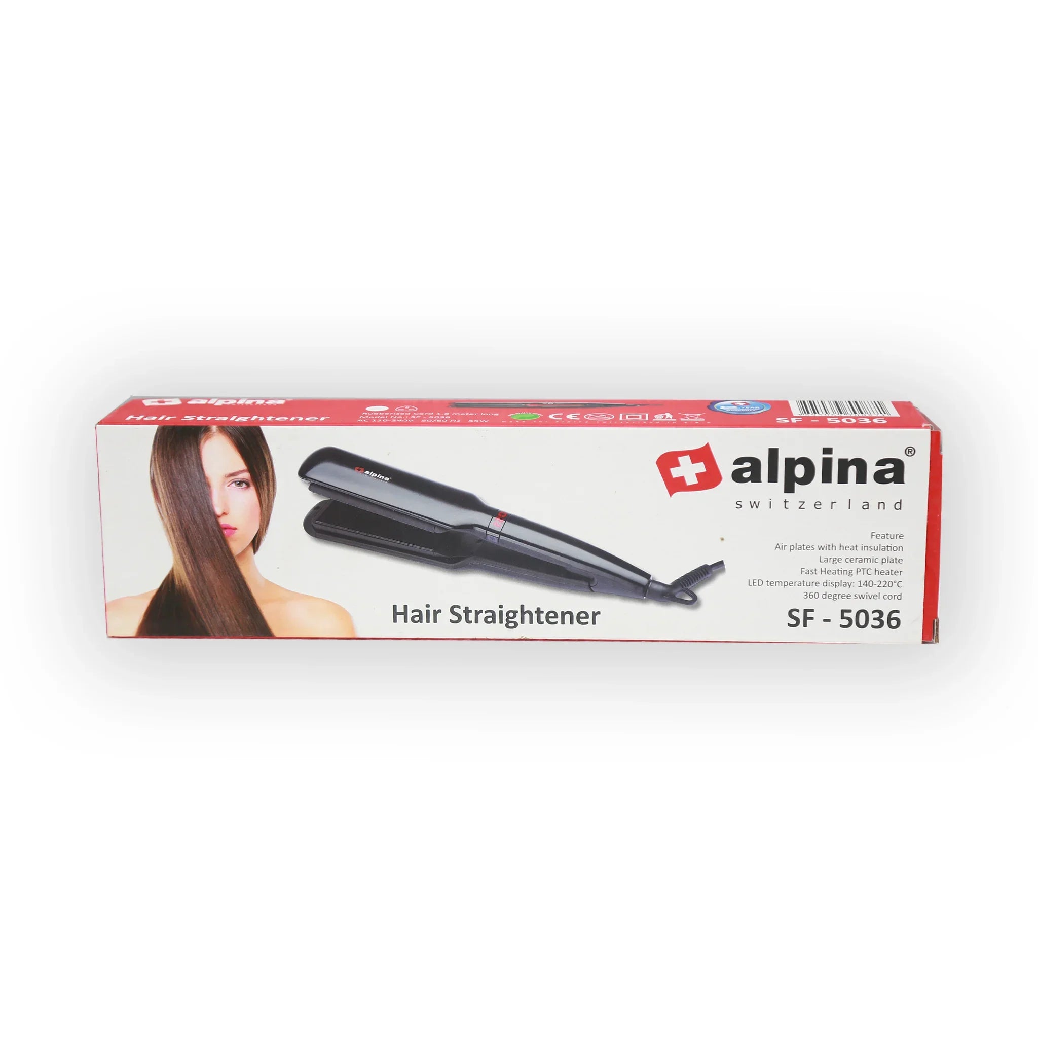 Alpina SF-5036 Hair Straightener – Professional 55W Ceramic Styling Tool, 110–240V - Habitt