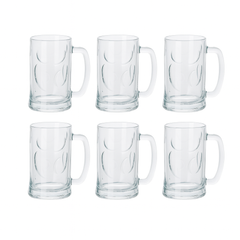 Textured Clear Glass Juice Mug with Handle 400 ml – Set of 6 | Premium Patterned Drinkware for Home & Café - Habitt