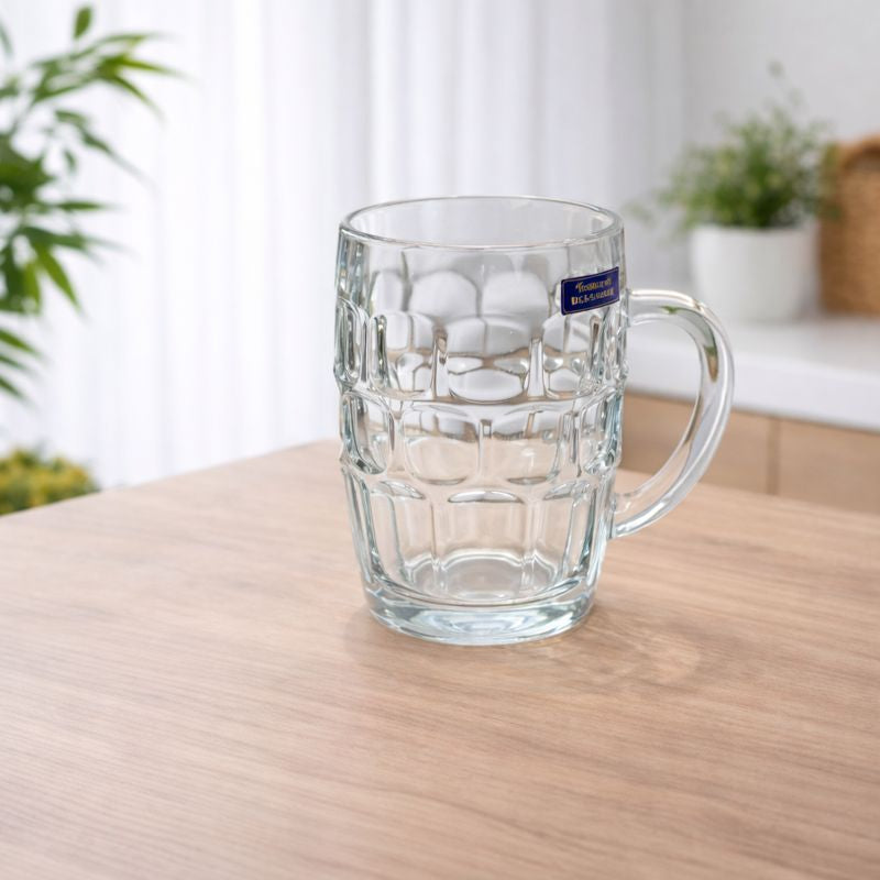 Pack of 6 Of Textured Glass Mug with Handle - Habitt