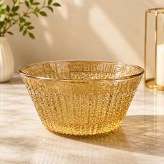 Luxury Amber Textured Glass Fruit Bowl Set – Elegant Decorative Serving Bowl - Habitt