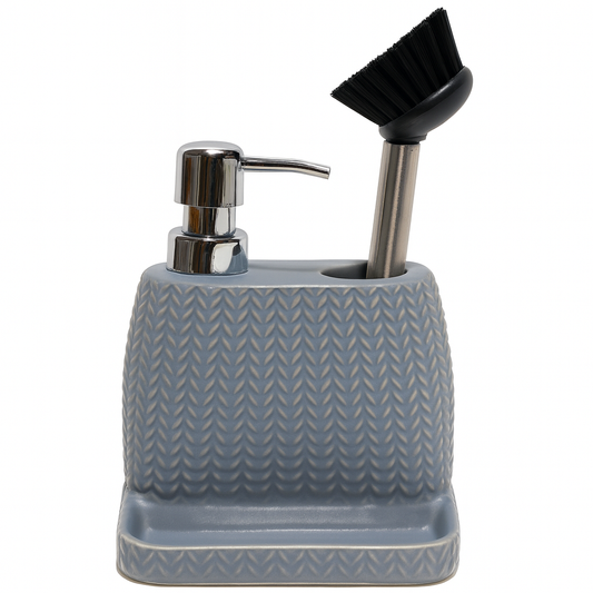 Dispenser with Brush – Textured Grey Design - Habitt