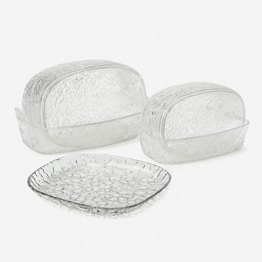8-Piece Crystal Design Snack Plate Set – Elegant Small Serving Dishes for Snacks, Fruits & Desserts | Transparent Textured Plate Set&nbsp; - Habitt