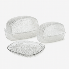 8-Piece Crystal Design Snack Plate Set – Elegant Small Serving Dishes for Snacks, Fruits & Desserts | Transparent Textured Plate Set&nbsp; - Habitt