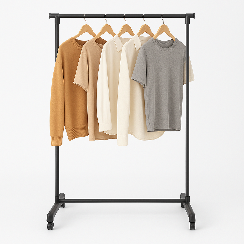 Single Pole Clothes Rack – Adjustable Garment Stand with Wheels - Habitt