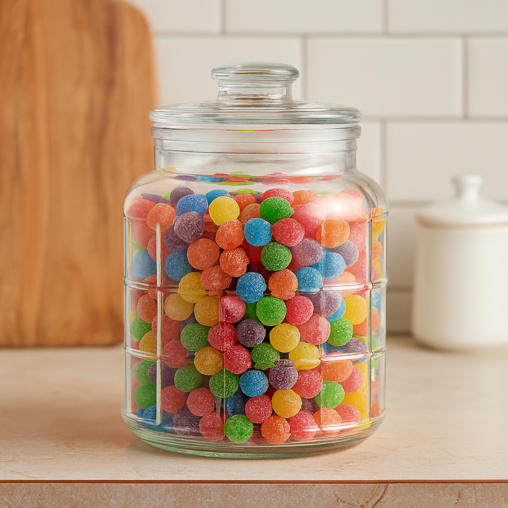 Clear Grid-Pattern Pressed-Glass Storage Jar with Lid – 2200 ml Airtight Kitchen Container - Habitt