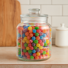 Clear Grid-Pattern Pressed-Glass Storage Jar with Lid – 2200 ml Airtight Kitchen Container - Habitt