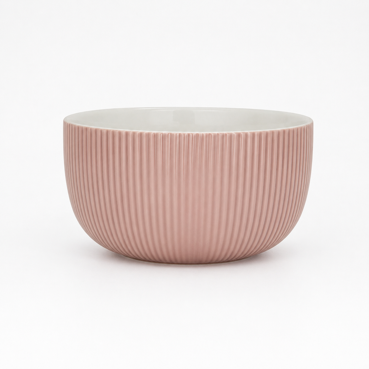 Blush Pink Ribbed Ceramic Bowl – Modern Textured Serving Bowl for Dining, Kitchen & Home Décor - Habitt