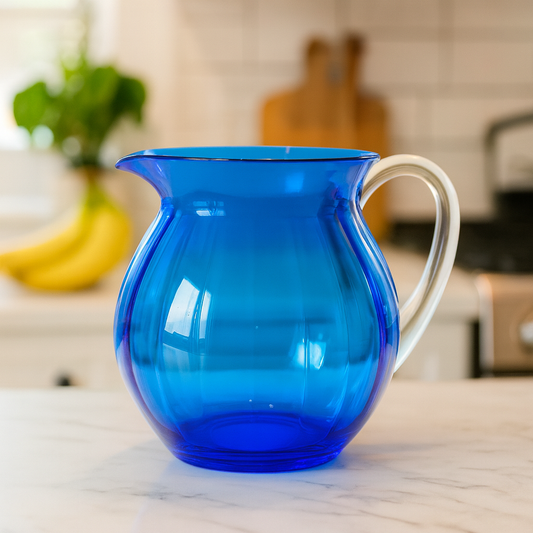 Blue Lassi Jug – Premium Transparent Polycarbonate Pitcher for Water, Juice & Traditional Lassi - Habitt