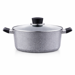 Premium Palma Casserole 28 x 14.5 cm – Nonstick Granite Cooking Pot with Glass Lid - Habitt
