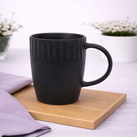 Black Ribbed Ceramic Mug 3.5 x 4 Inch | Modern Minimalist Coffee & Tea Mug - Habitt
