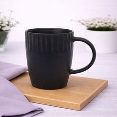 Black Ribbed Ceramic Mug 3.5 x 4 Inch | Modern Minimalist Coffee & Tea Mug - Habitt