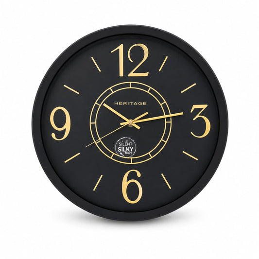 Heritage Wall Clock – 14.5" Black & Gold