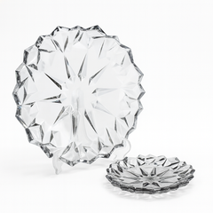 7-Piece Premium Coloured Cake Serving Set – Elegant 178/337 mm Diamond-Cut Plates in Gold & Silver - Habitt