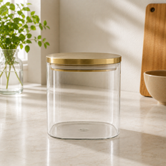 Transparent Storage Jar with Steel Cap | Kitchen Storage Container