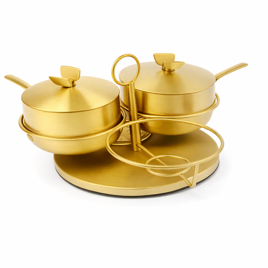Golden 3 in One Rotating Seasoning Pot – Elegant Kitchen Spice Set - Habitt