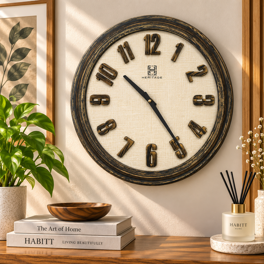 Heritage Wall Clock Snowy – Vintage Gold Accent Decorative Wall Clock