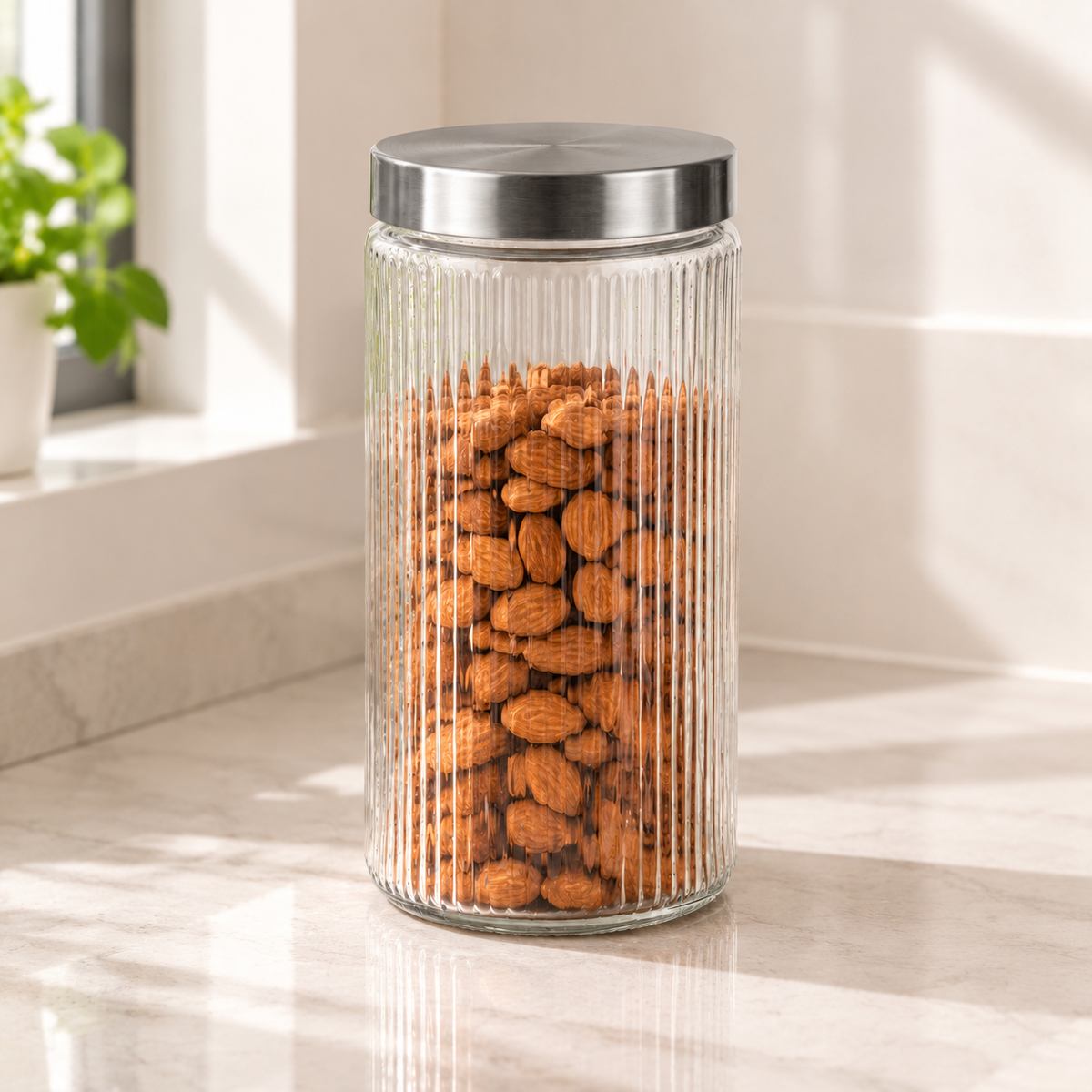 Jar 1.85 L With Lid 1Pc | Glass Storage Jar for Kitchen
