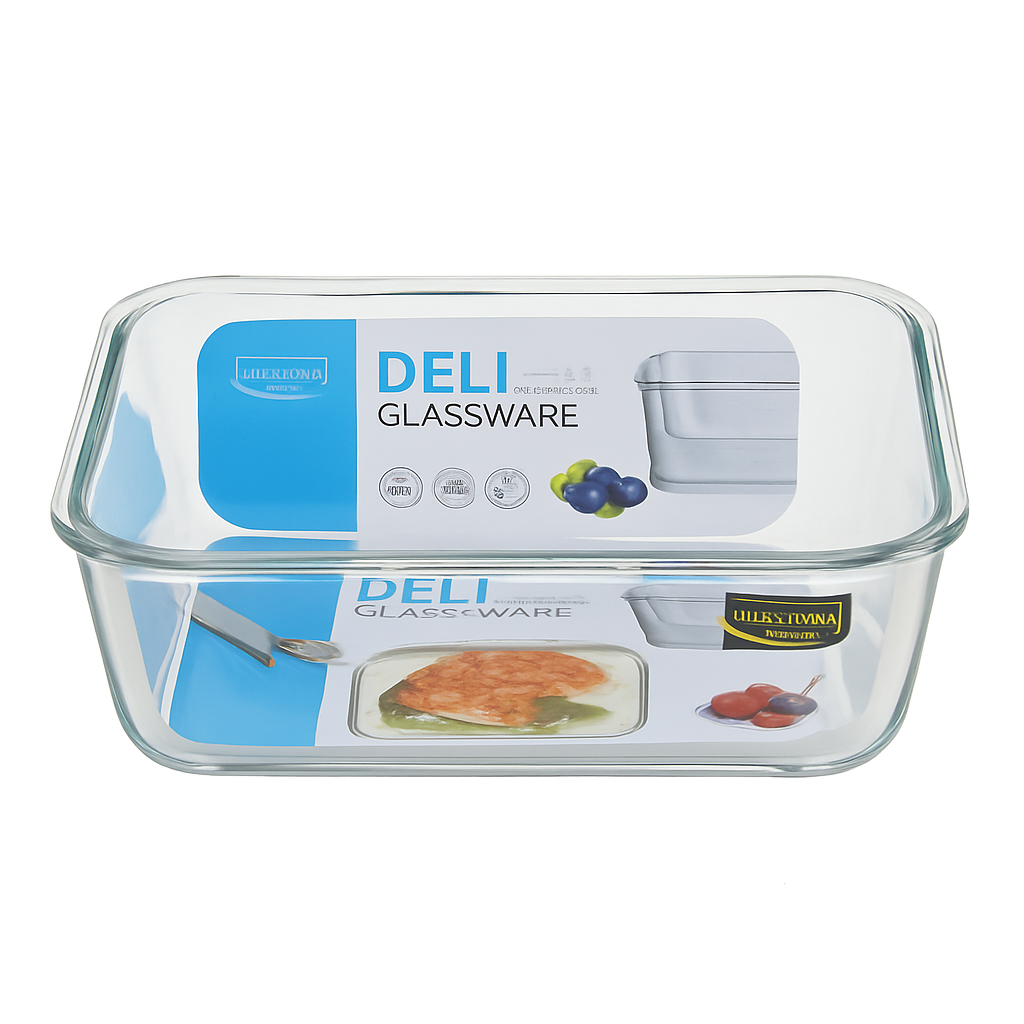 1.9L Rectangular Clear Glass Baking & Serving Dish – Heavy-Duty 233×170 mm Heat-Resistant Glassware (1 Pc) - Habitt