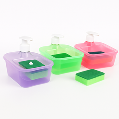 Square Plastic Soap Dispenser with Sponge Holder for Convenient, Mess-Free Dishwashing - Habitt