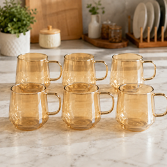 Set of 6 Mugs – Smokey Brown | Heat-Resistant Coffee & Tea Cups