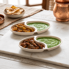 1 Pc 2 in 1 Pickle Dish | Dual Compartment Serving Bowl for Pickles, Sauces & Snacks - Habitt