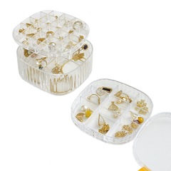 Jewellery Box with 2-Part Partition – Clear Organizer for Earrings, Rings & Accessories - Habitt