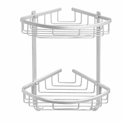 2-Tier Wall-Mounted Bathroom Corner Rack with Drainage