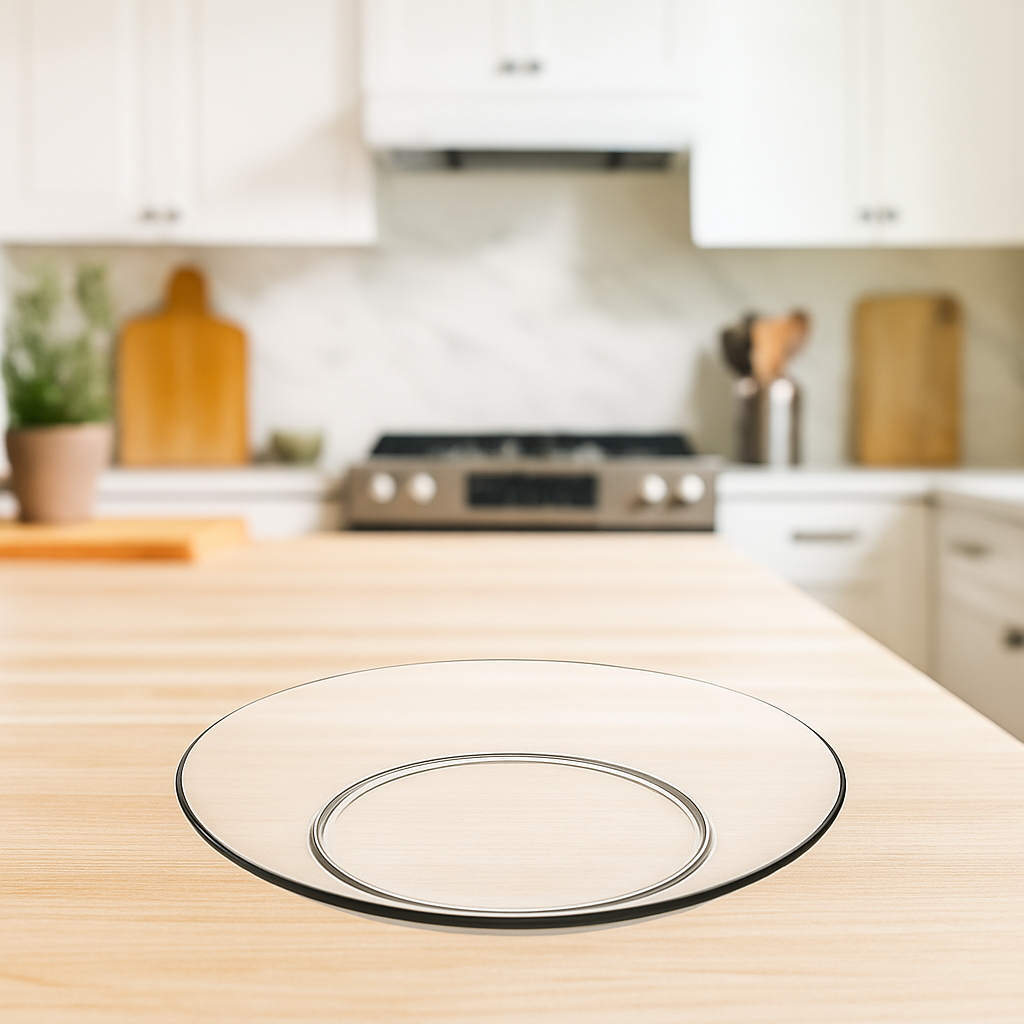 Clear Pressed-Glass Large Serving Plate – 1 Piece, 278 mm Diameter - Habitt