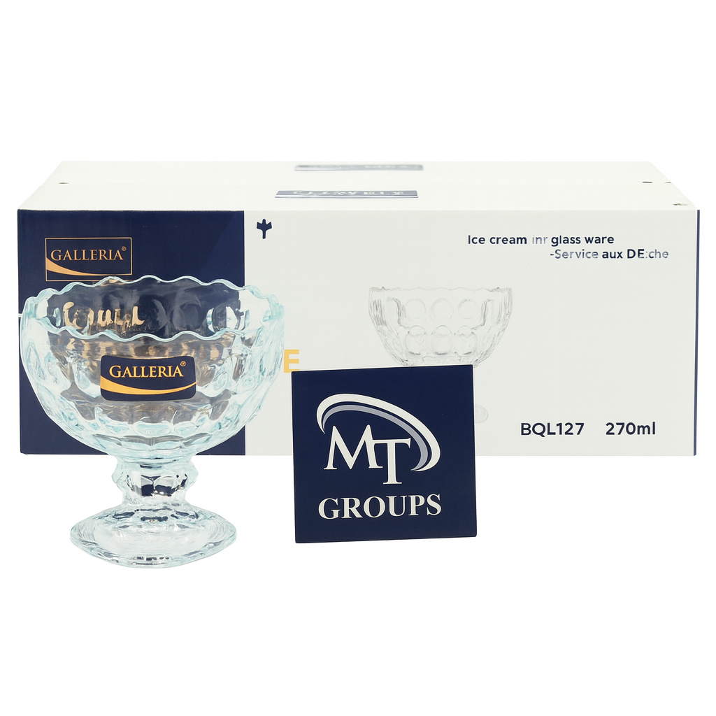 Clear Pressed-Glass Ice Cream Cups – 6-Piece Footed Dessert Set, 210 ml Capacity - Habitt