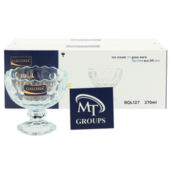 Clear Pressed-Glass Ice Cream Cups – 6-Piece Footed Dessert Set, 210 ml Capacity - Habitt