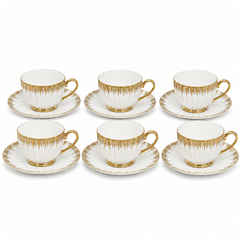 Golden Handle Porcelain Cup & Saucer Set – White & Gold