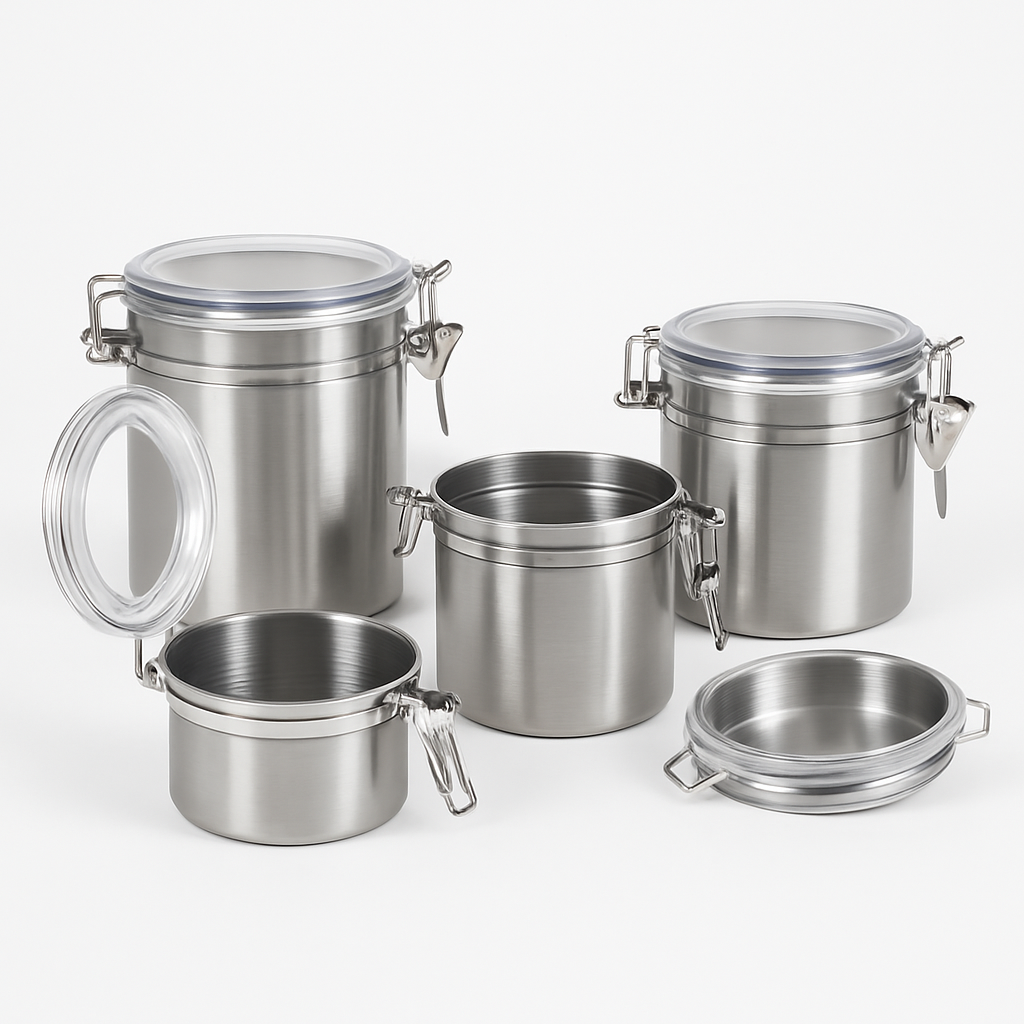 4-Piece Stainless Steel Airtight Canister Set - Habitt