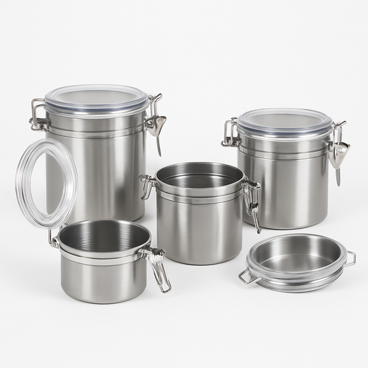 4-Piece Stainless Steel Airtight Canister Set - Habitt