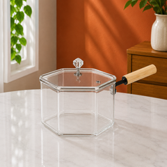 2500ML Glass Saucepan with Wooden Handle | Glass Saucepan