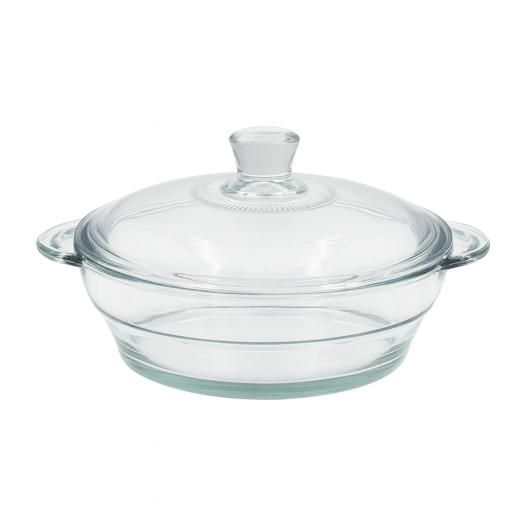 Clear Glass Casserole with Lid – Heat-Resistant Round Cooking & Serving Dish (750 ml / 1 L / 1.5 L) - Habitt