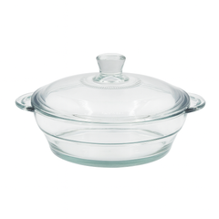 Clear Glass Casserole with Lid – Heat-Resistant Round Cooking & Serving Dish (750 ml / 1 L / 1.5 L) - Habitt