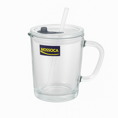 Premium Glass Mug with Lid, Handle & Reusable Straw – 1-Piece Drinking Cup for Hot & Cold Beverages - Habitt