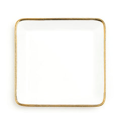 8" Deep Square Plate with Gold Rim – Elegant Ceramic Dinnerware - Habitt