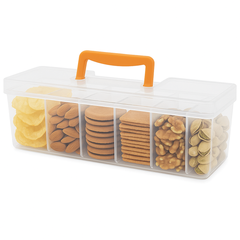 6-Partition Transparent Food Storage Box with Handle - Habitt